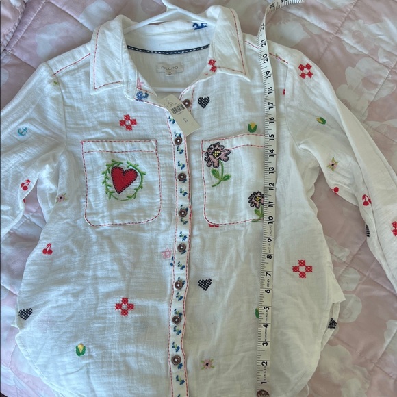 Anthropologie White Embroidered Button Down Shirt - Picture 6 of 8